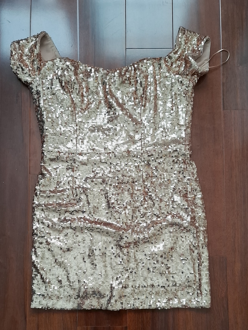 Dress the Population Gold Sequin Off-Shoulder Mini